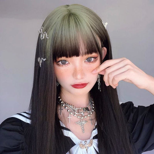 Gradient Gray Long Straight Lolita Wig MM1232 - mkkawaiishop