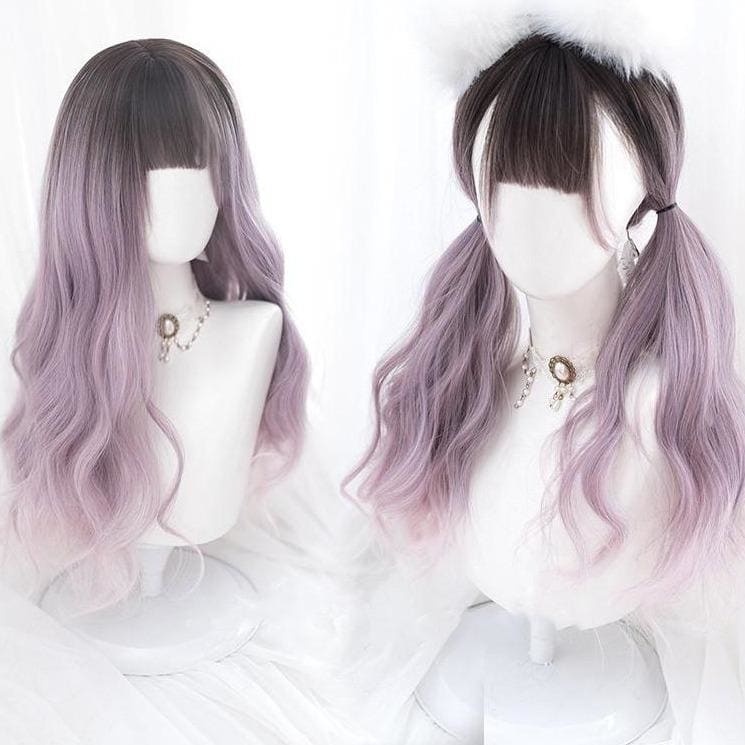 Harajuku Cute Purple Dyed Black Gradient Lolita Long Curly Hair MK15869 - mkkawaiishop