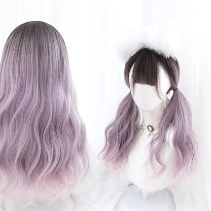 Harajuku Cute Purple Dyed Black Gradient Lolita Long Curly Hair MK15869 - mkkawaiishop