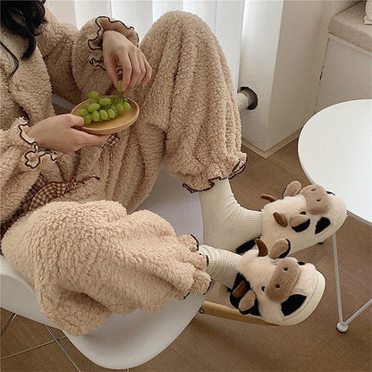 Kawaii Milk Cow Cute Sheet Homewear Slippers ME20W357 - mkkawaiishop