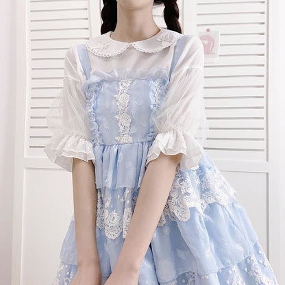 Kawaii Princess Tulle Accented Lolita Blouse - mkkawaiishop