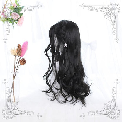 Lolita Black Mid Length Curly Wig MK15737 - mkkawaiishop
