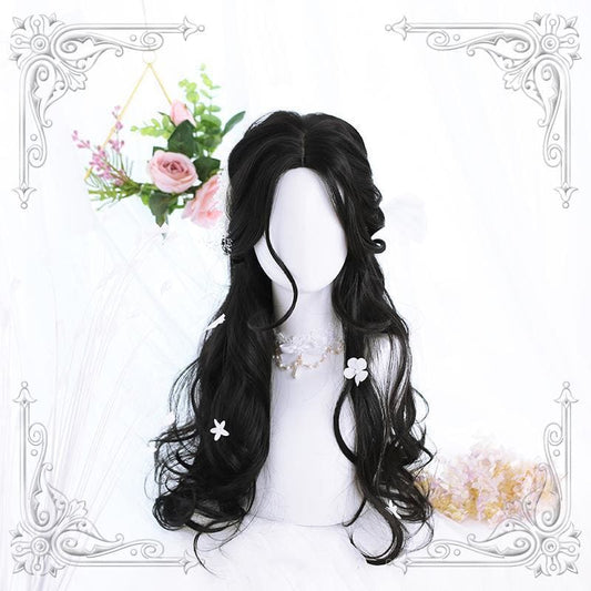 Lolita Black Mid Length Curly Wig MK15737 - mkkawaiishop