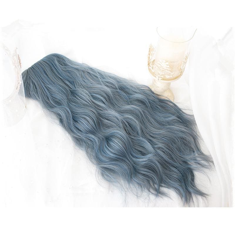 Lolita Blue Gray Wavy Long Curly Wig MK15443 - mkkawaiishop