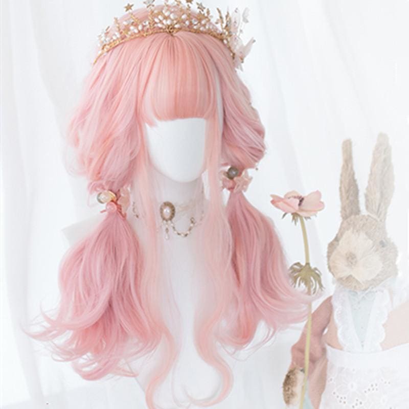 Lolita Cherry Pink Long Curly Wig MK15475 - mkkawaiishop