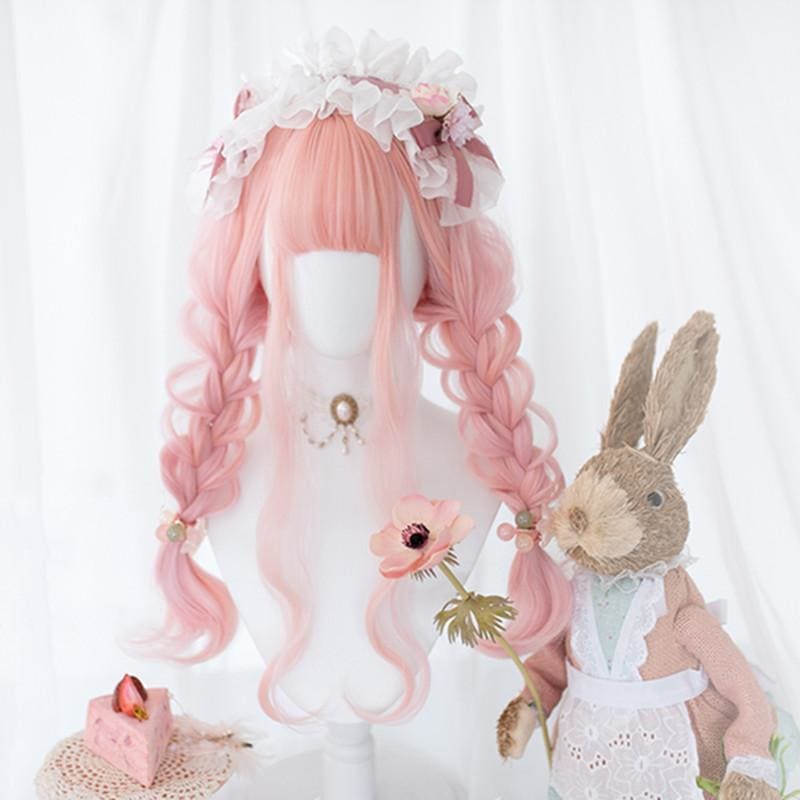 Lolita Cherry Pink Long Curly Wig MK15475 - mkkawaiishop