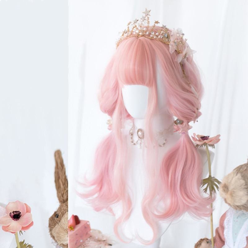 Lolita Cherry Pink Long Curly Wig MK15475 - mkkawaiishop