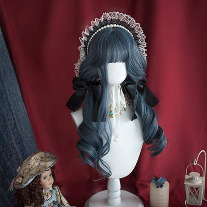 Lolita Fog Blue Long Curly Wig MK16298 - mkkawaiishop