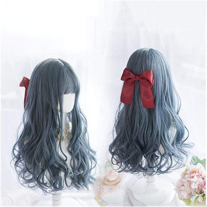 Lolita Fog Blue Long Curly Wig MK16298 - mkkawaiishop