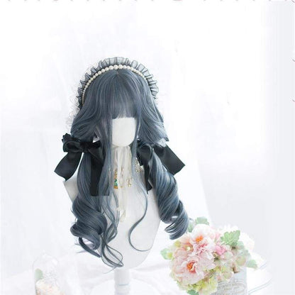 Lolita Fog Blue Long Curly Wig MK16298 - mkkawaiishop