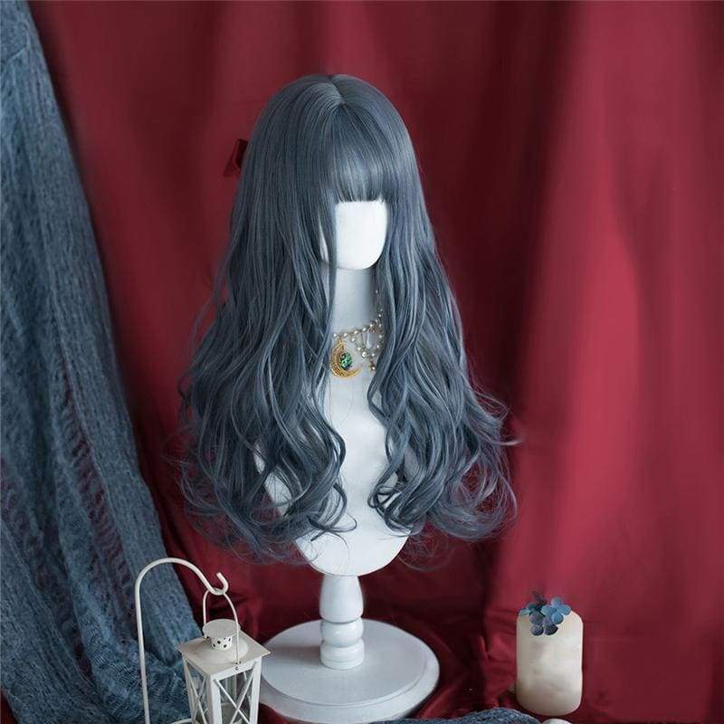 Lolita Fog Blue Long Curly Wig MK16298 - mkkawaiishop