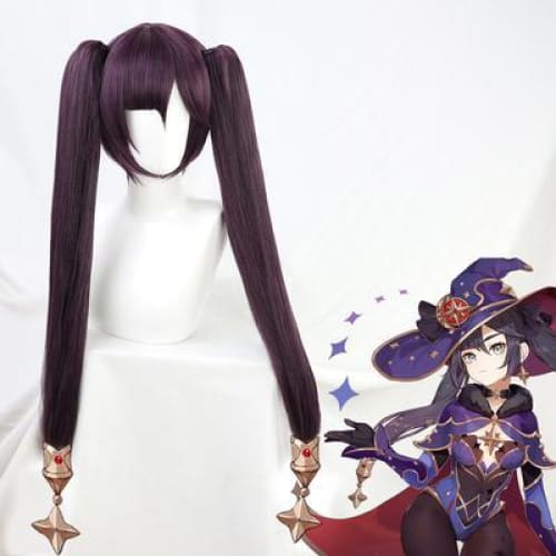 Mona Purple Long Ponytail Straight Cosplay Wig MK15346 - mkkawaiishop