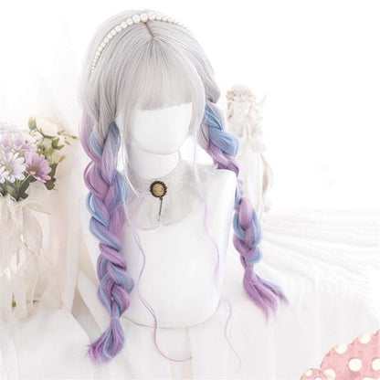 Lolita Cute Platinum Blue Purple Gradient Curly Wig MM1661 - mkkawaiishop