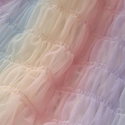 Pastel Rainbow Kawaii Princess Tulle Blouse - mkkawaiishop