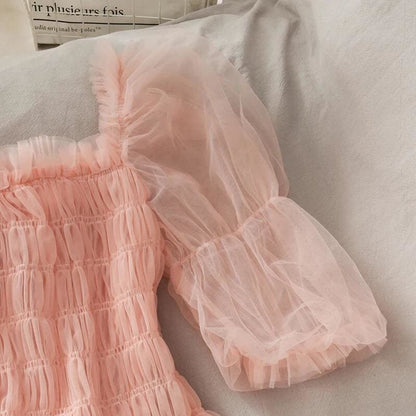 Pastel Rainbow Kawaii Princess Tulle Blouse - mkkawaiishop