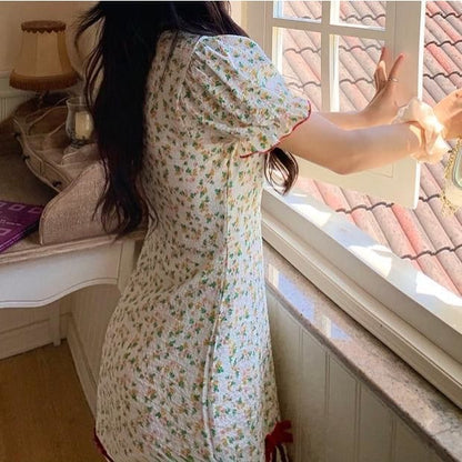 Petal Forest Kawaii Princess Floral Cottage Mini Dress - mkkawaiishop