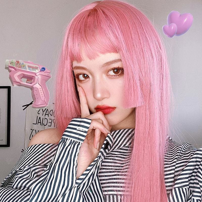 Pink Lolita Princess Cut Long Staight Wig MK15930 - mkkawaiishop