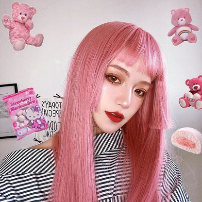 Pink Lolita Princess Cut Long Staight Wig MK15930 - mkkawaiishop