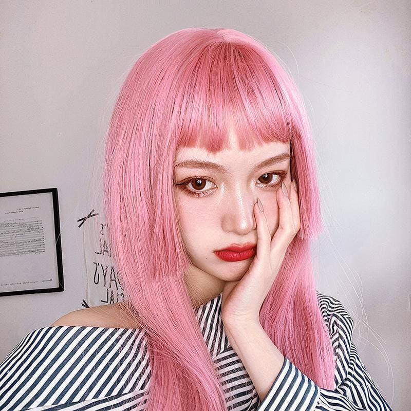 Pink Lolita Princess Cut Long Staight Wig MK15930 - mkkawaiishop