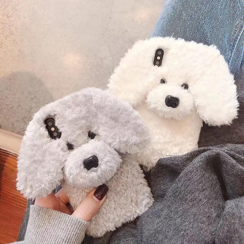 Teddy Dog Kawaii Fluffy Phone Case for IPhone MM2164 - mkkawaiishop