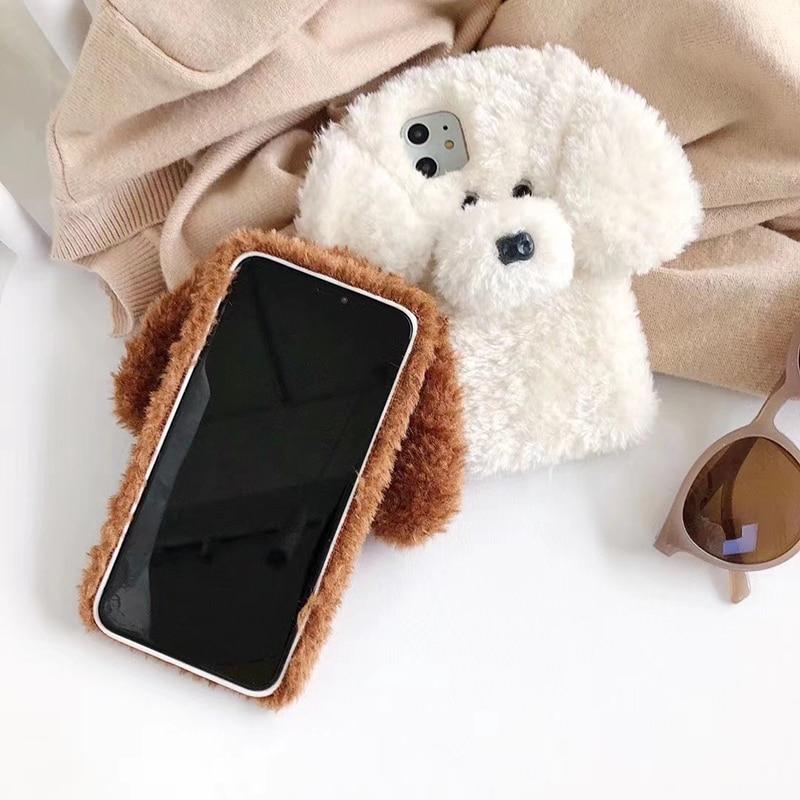 Teddy Dog Kawaii Fluffy Phone Case for IPhone MM2164 - mkkawaiishop