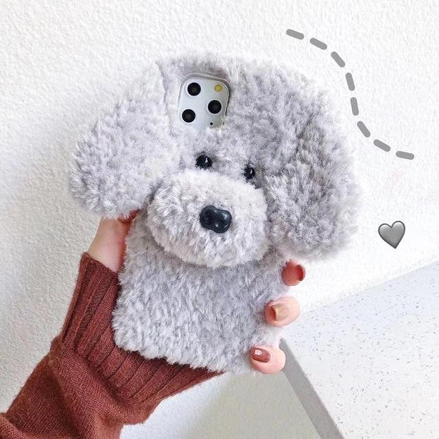 Teddy Dog Kawaii Fluffy Phone Case for IPhone MM2164 - mkkawaiishop