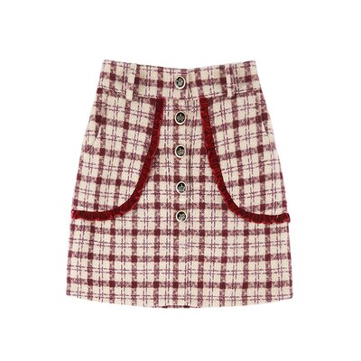 Japanese Fshion Sweet Princess Plaid Wool Short Coat Skirt Suit BM182 - mkkawaiishop