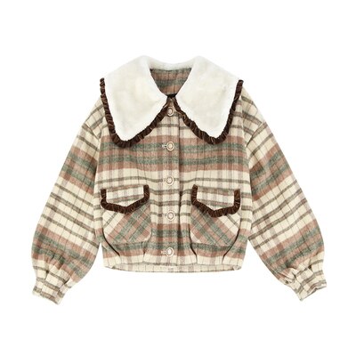Japanese Fshion Sweet Princess Plaid Wool Short Coat Skirt Suit BM182 - mkkawaiishop
