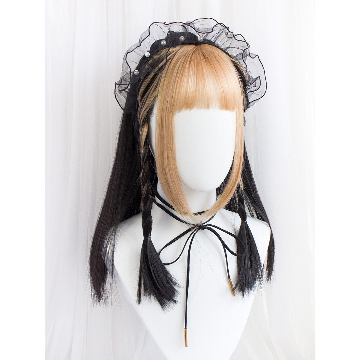 Harajuku Fairy Black Blonde Long Straight Lolita Wig MM2220 - mkkawaiishop