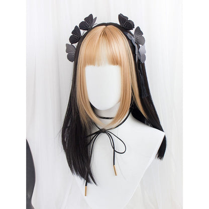 Harajuku Fairy Black Blonde Long Straight Lolita Wig MM2220 - mkkawaiishop