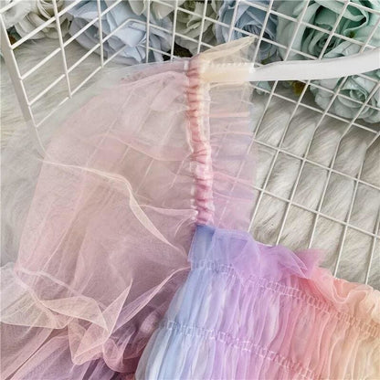 Rainbow Pastel Kawaii Aesthetic Princess Crop Top - mkkawaiishop