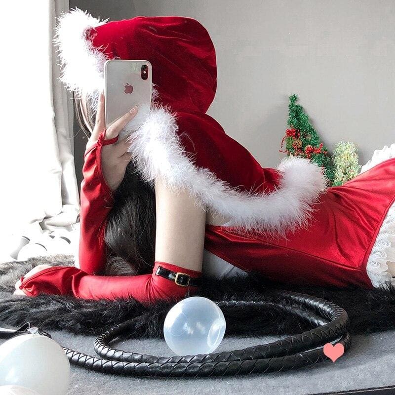 Red Christmas Princess Cosplay Costumes Sexy Bodysuit MM0569 - mkkawaiishop