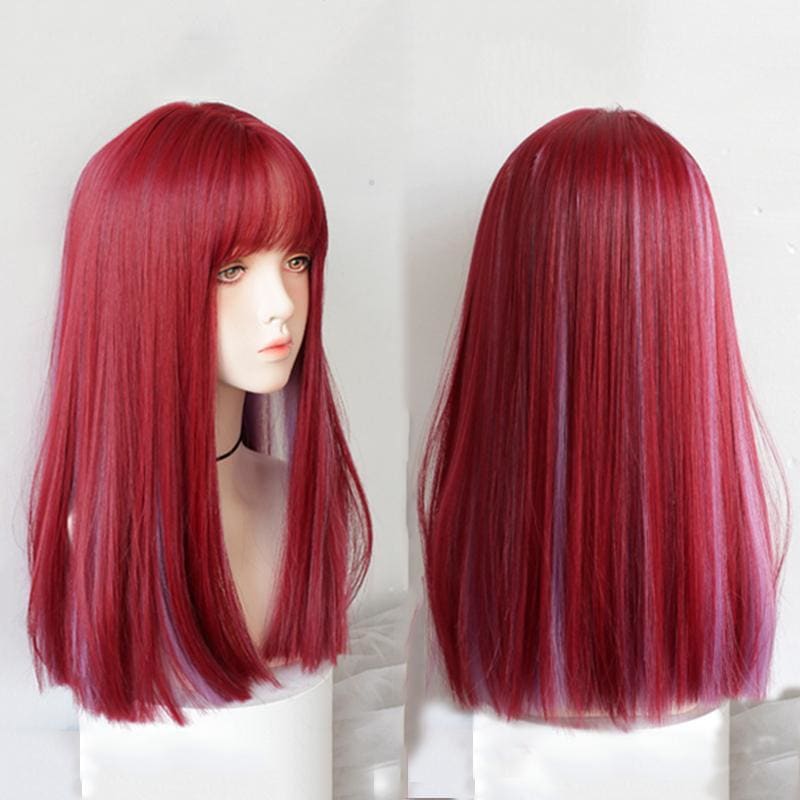 Red Purple Long Straight Wig MK15806 - mkkawaiishop