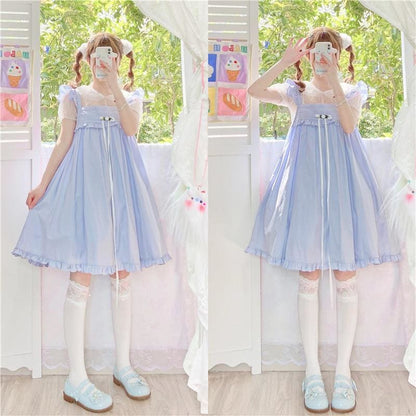 Rosie Pastel Kawaii Aesthetic Kawaii Princess Lolita Babydoll Summer Dress - mkkawaiishop
