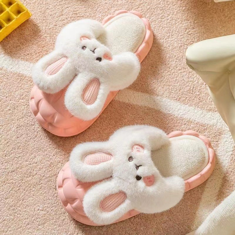 Bunny Rabbit Winter Fluffy Home Slippers LIN75 - mkkawaiishop