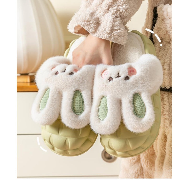 Bunny Rabbit Winter Fluffy Home Slippers LIN75 - mkkawaiishop