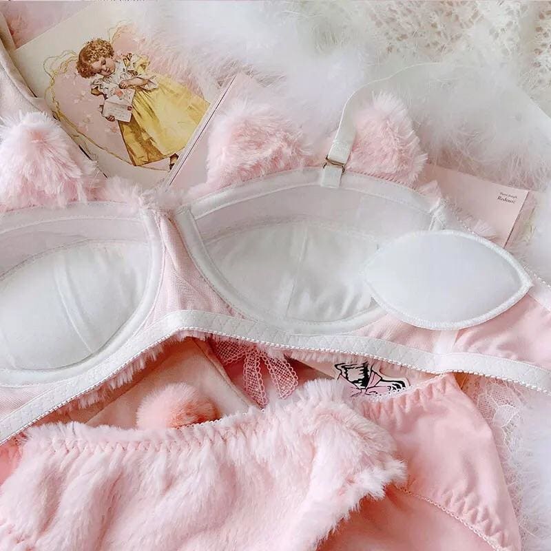 Soft Fuzzy Kitten Kawaii Princess Lingerie Set - mkkawaiishop