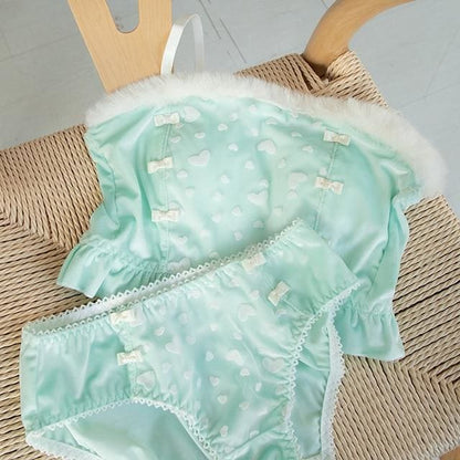 Soft Mint Heart Kawaii Princess Sweet Kawaii Lingerie Set - mkkawaiishop