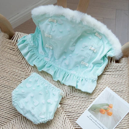 Soft Mint Heart Kawaii Princess Sweet Kawaii Lingerie Set - mkkawaiishop