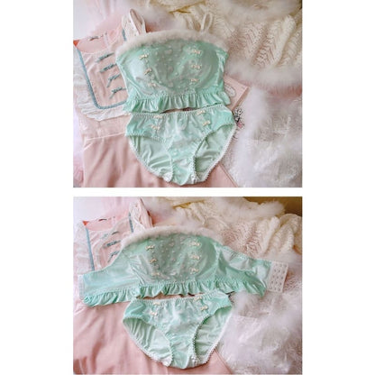 Soft Mint Heart Kawaii Princess Sweet Kawaii Lingerie Set - mkkawaiishop