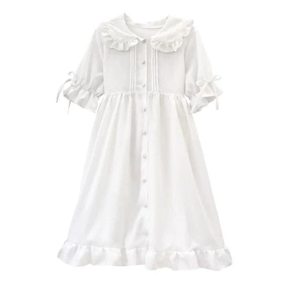 White Blossom Kawaii Princess Lolita Ruffle Dolly Girl Dress - mkkawaiishop