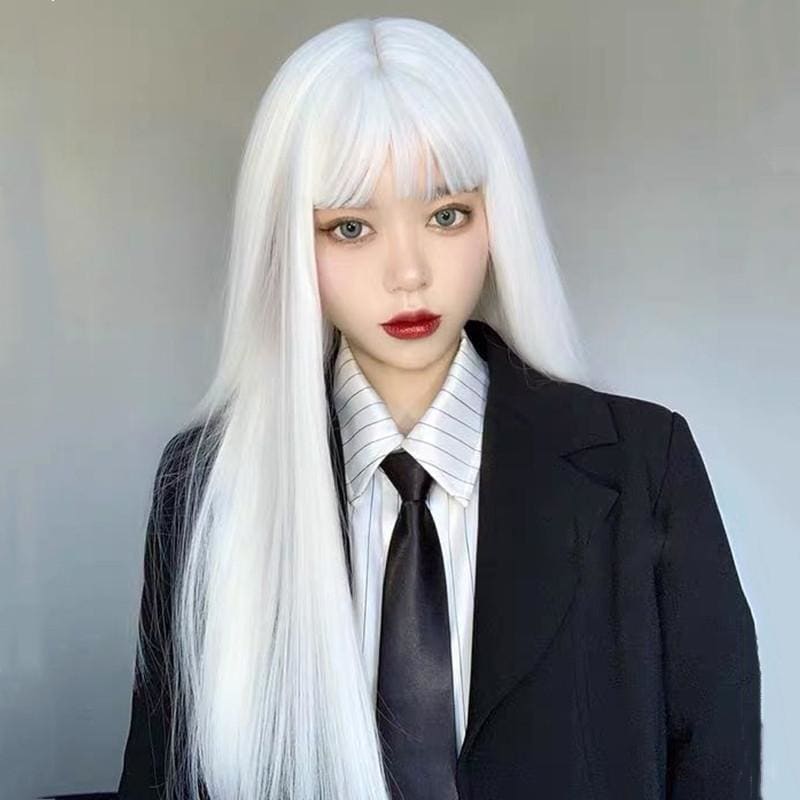 White Harajuku Gothic Girl Long Wig MK236 - mkkawaiishop