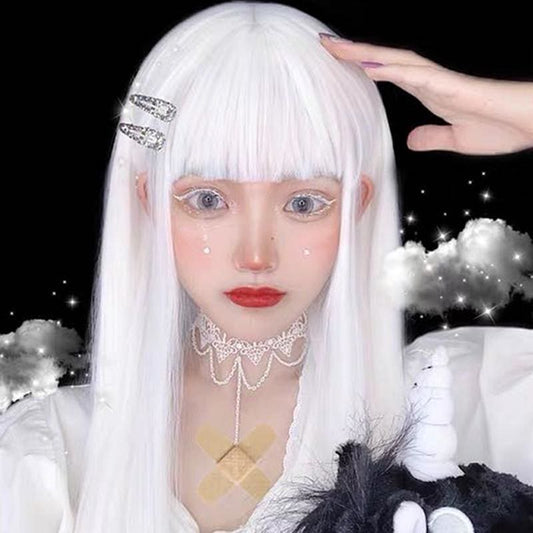 White Harajuku Gothic Girl Long Wig MK236 - mkkawaiishop