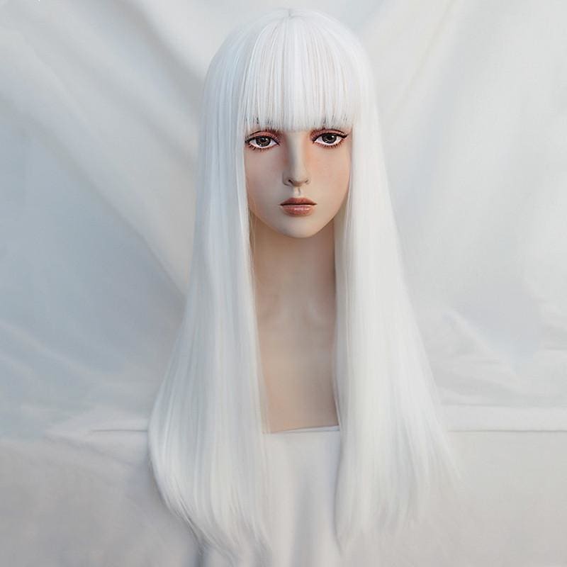 White Harajuku Gothic Girl Long Wig MK236 - mkkawaiishop