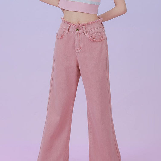 Lange Baggy-Hose im Y2K-Stil in Rosa ON621 